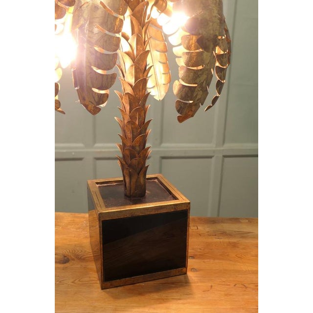 1970s French Toleware Palm Tree Lamp from Maison Jansen, 1970 For Sale - Image 5 of 7