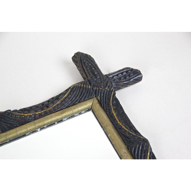 Hand-Carved Wooden Wall Mirror with Golden Bars, Austria, 1901 For Sale - Image 14 of 16