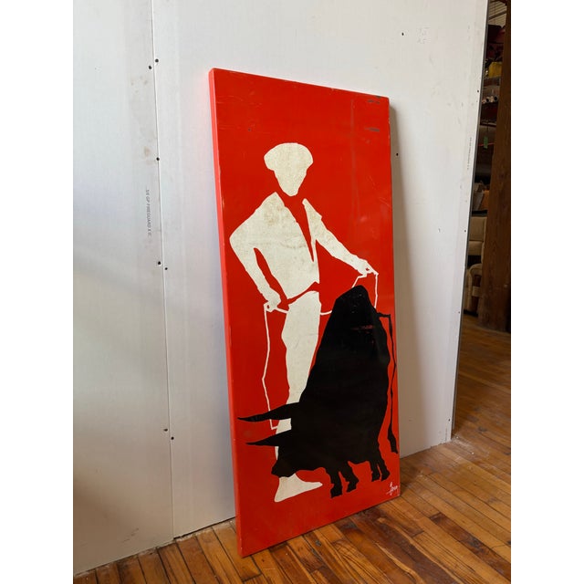 Mid 20th Century Mid 20th Century Minimalist Graphic Matador Metal Panel For Sale - Image 5 of 11