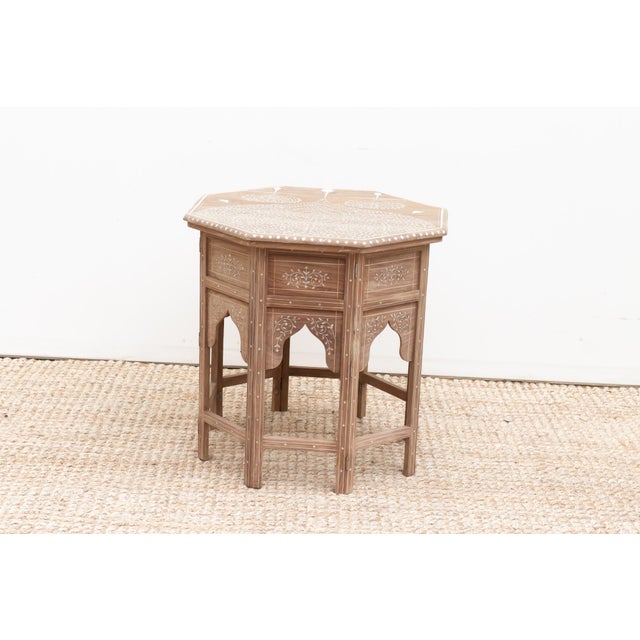 Tree of Life Inlay Folding Side Table For Sale - Image 4 of 9