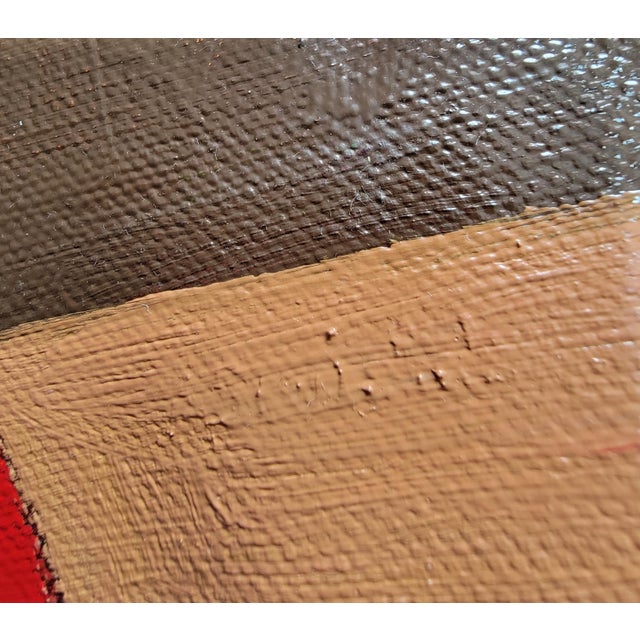 Wood Tranquil Geometry, Contemporary Abstract Oil Painting, Framed For Sale - Image 7 of 11