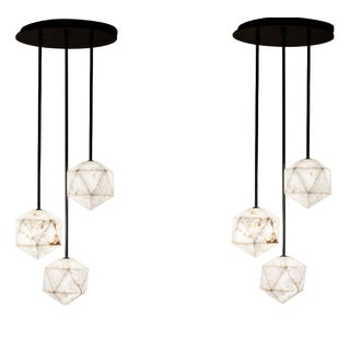 Meteorite Pendant Lamps by United Alabaster, Set of 6 For Sale