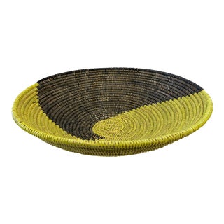Lg Handmade Woven Wolof Basket From Senegal 18.5" in D For Sale