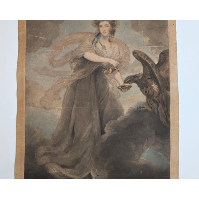 Realism Antique 1785 Hand Colored Engraving Mrs Musters Hebe After Sir Joshua Reynolds For Sale - Image 3 of 7