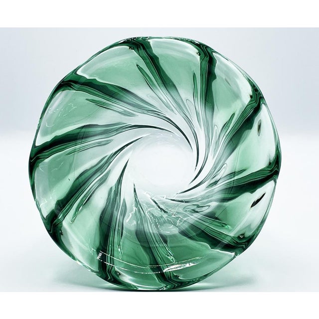 Green Crystal Vase by Val Saint Lambert, 1960s For Sale - Image 10 of 14