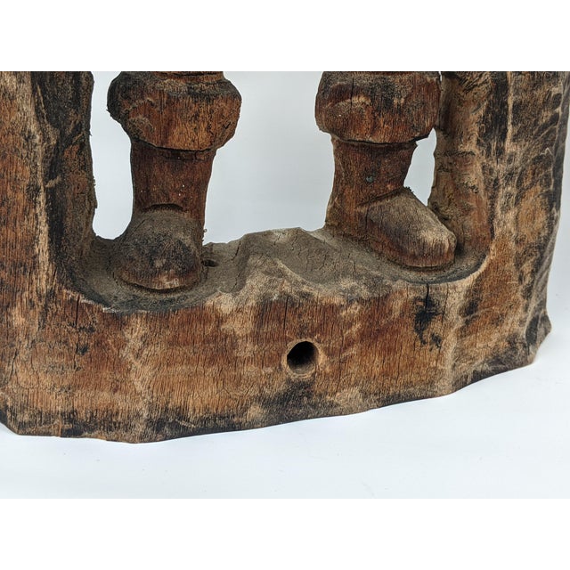 Brown Pair of Mid-Century European Hand-Carved Wood Watchman Figural Relief Panels, Brown For Sale - Image 8 of 12
