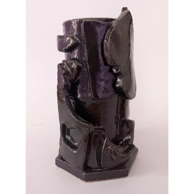 Contemporary Contemporary Picasso Style Black Glazed Sculpture Vase For Sale - Image 3 of 8