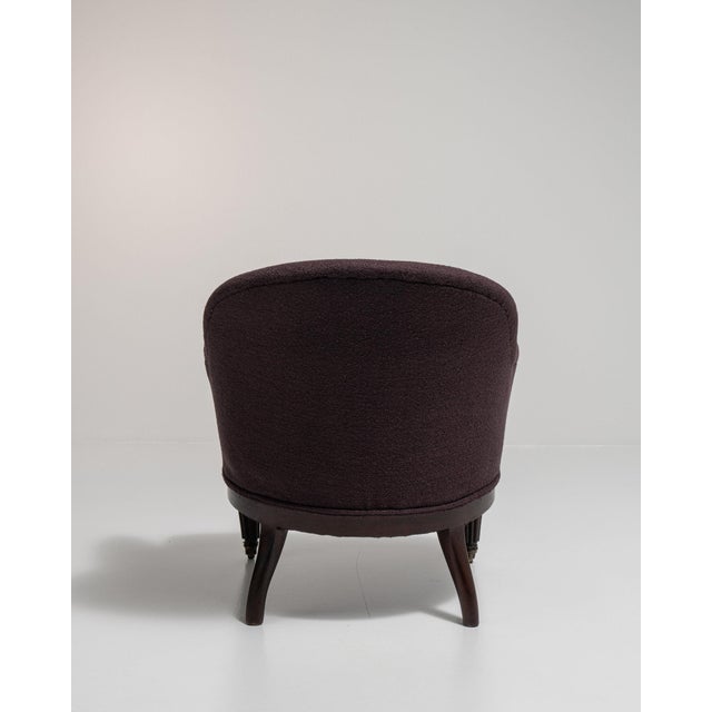 Late 19th Century 1880-1889 France Deep Aubergine Plum Tufted Barrel-Back Accent Chair For Sale - Image 5 of 11