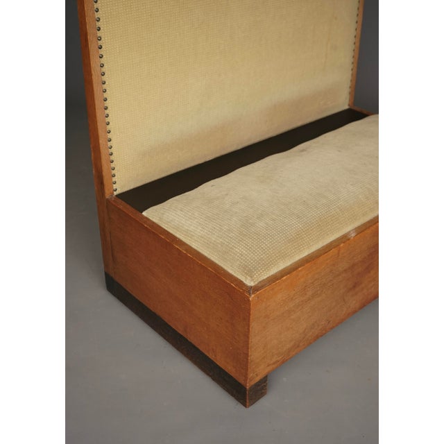 Beige Small Art Deco Dutch Oak Hall Bench, 1930s For Sale - Image 8 of 17
