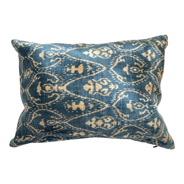 Silk Velvet Ikat Pillow For Sale