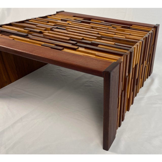 Wood Mid Century Modern Brutalist Folding Coffee Table by Percival Lafer For Sale - Image 7 of 9