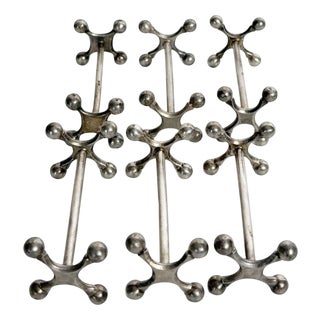 Vintage Metal Knife Rests, France, 1970, Set of 6 For Sale
