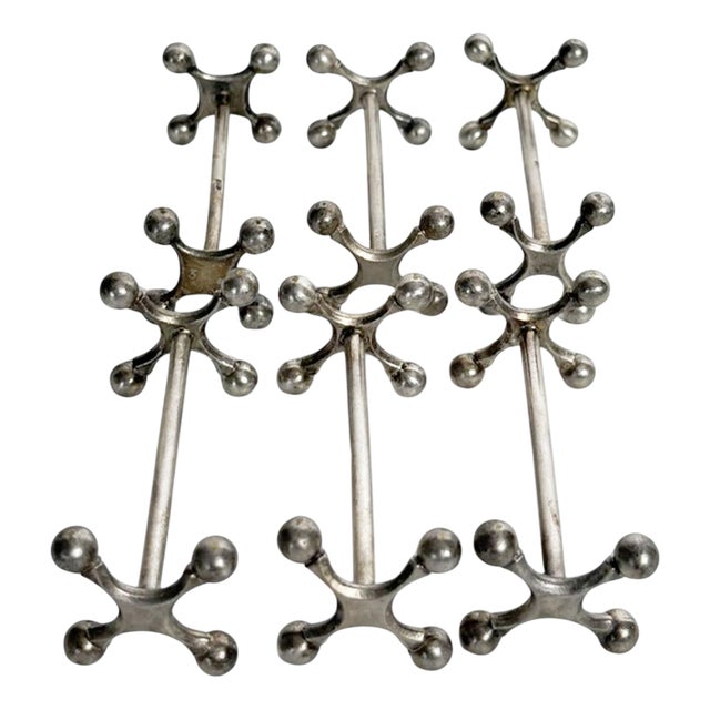 Vintage Metal Knife Rests, France, 1970, Set of 6 For Sale