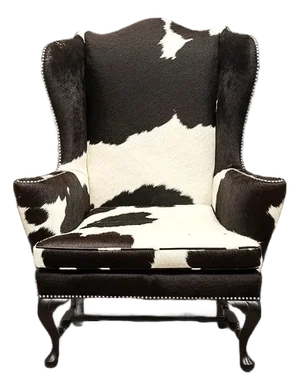 Vintage Kittinger 'Old Dominion' Dark Brown and White Hair-on Cowhide Wing Chair Custom Made in 1973