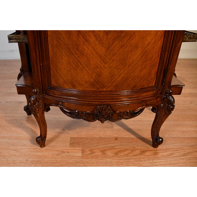 1920s Antique French Louis XV Walnut & Satinwood Inlay Cabinet Entry Hall Stand For Sale - Image 6 of 18