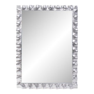 La Bailadora Bright Silver Ruffled Metal Vanity Mirror For Sale