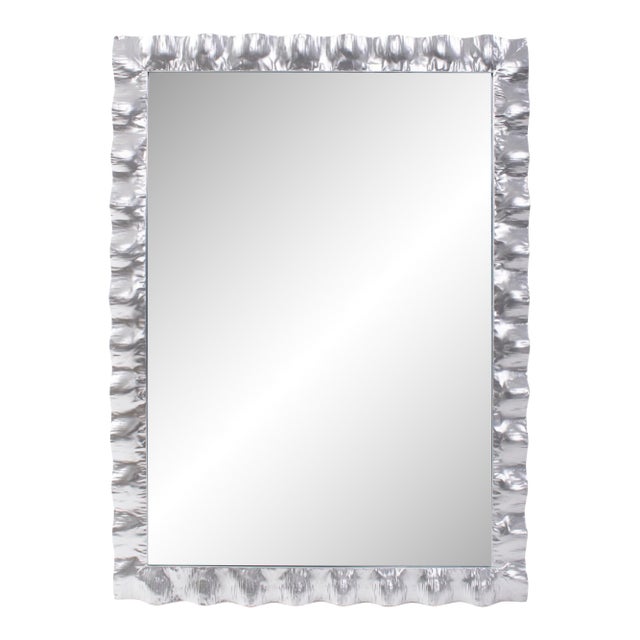 La Bailadora Bright Silver Ruffled Metal Vanity Mirror For Sale