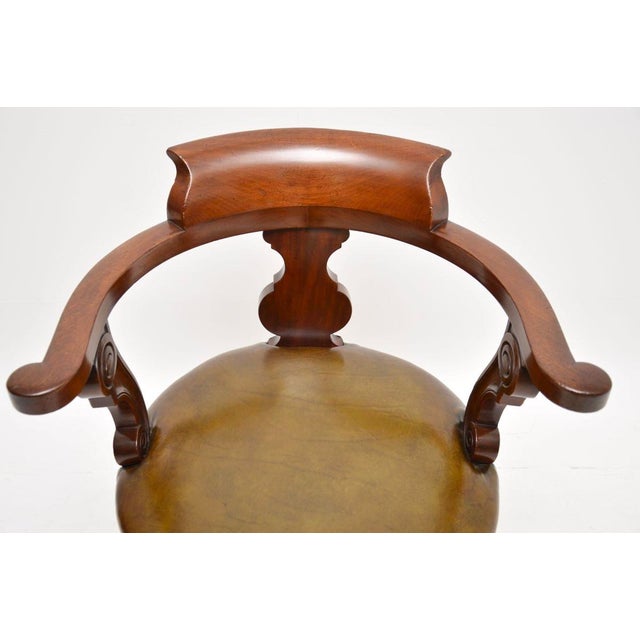 Brown Antique Victorian Swivel Desk Chair, 1860 For Sale - Image 8 of 11