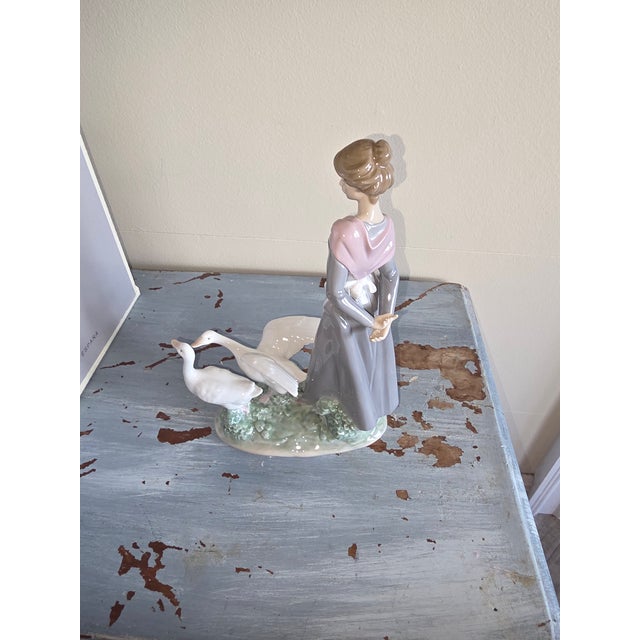 1980s Lladro Lady With Birds Barnyard Scene Figurine For Sale - Image 5 of 7