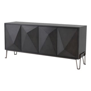 Dresser in Charcoal Brown Oak Veneer and Bronze Finish For Sale