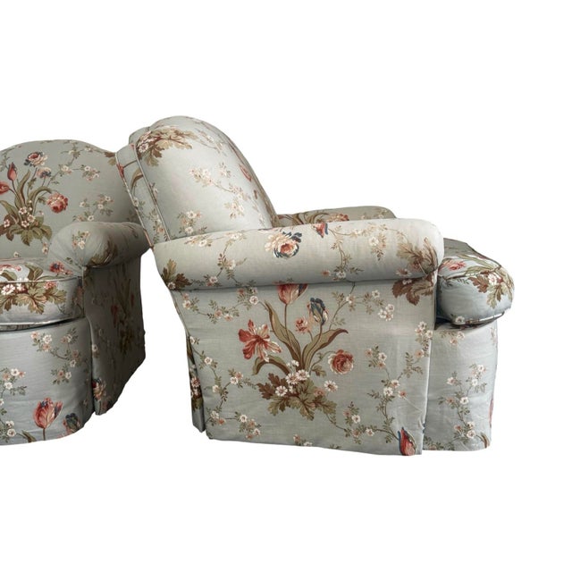 Shabby Chic Late 20th Century Pair of Floral Edward Ferrell Brunschwig & Fils Club Chairs For Sale - Image 3 of 7