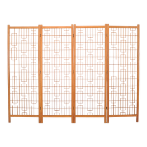 Mid-Century Four-Panel Teak Geometric Screen or Room Divider