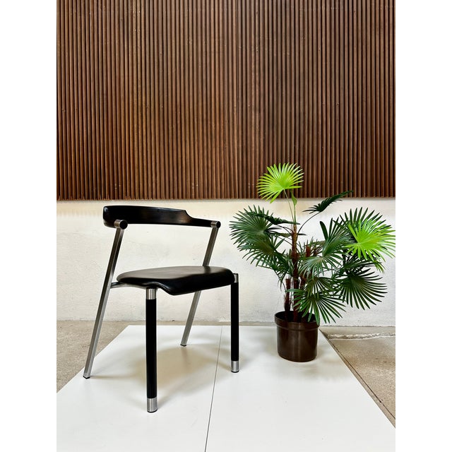 Sculptural Chair in Steel, Wood and Leather, Germany, 1980s For Sale - Image 17 of 18