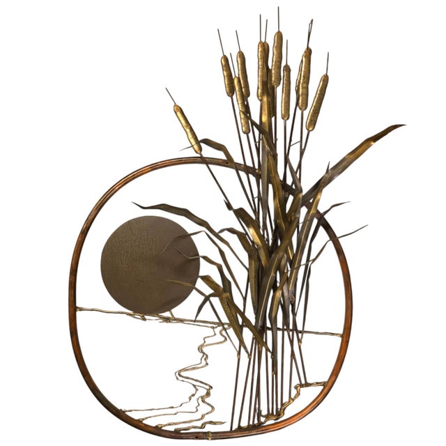 MCM Cattails Wall Sculpture Brutalist Vintage 34 Inch Large Art Copper Brass For Sale - Image 14 of 18