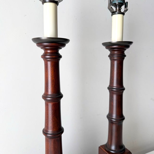 Colonial Mahogany Table Lamps; A Pair For Sale - Image 10 of 10