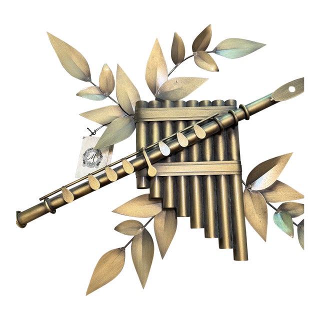 1990s Artisan House Minstrel Pipes of Pan with flute and olive branches For Sale