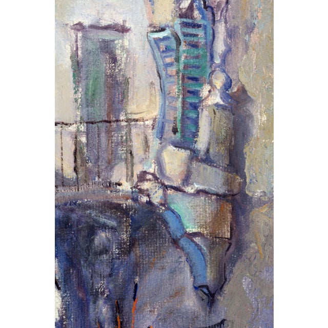 Raffaele Barscigliè, Naples Street Scene with Carriages, 1950s, Oil on Canvas For Sale - Image 3 of 7