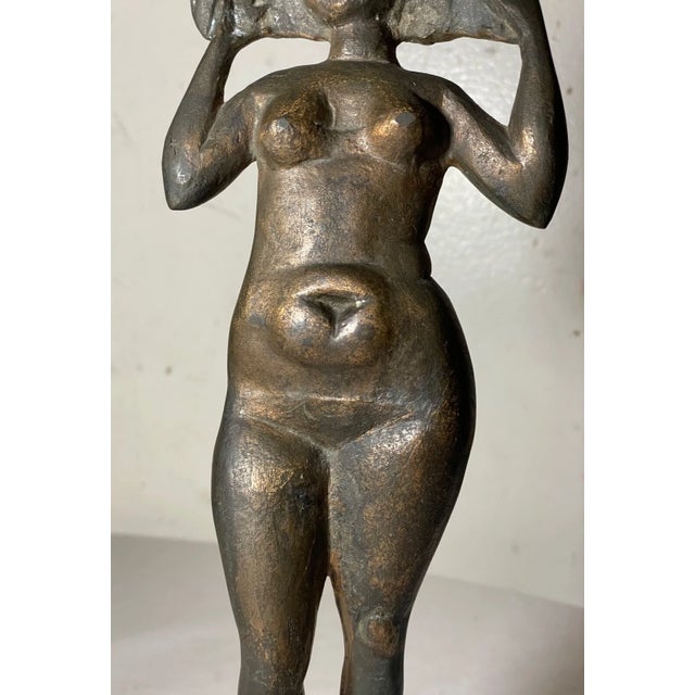 American Vintage Milton Elting Hebald American Bronze Stylized Nude Lady Sculpture Statue For Sale - Image 3 of 15