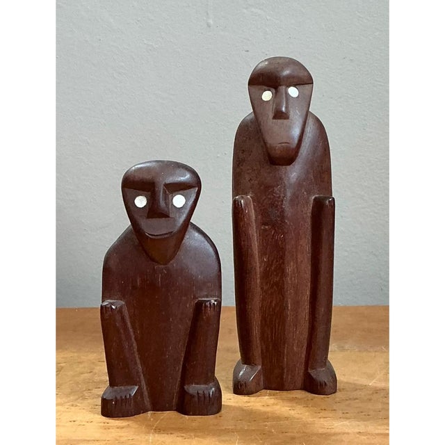 Vintage Abstract Carved Wood Figures - Set of Two For Sale - Image 10 of 12