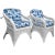 Wood Rattan Club Chairs With New Hibiscus Cushions For Sale - Image 7 of 7