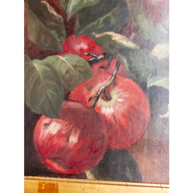 19th Century American Oil Painting Study of Apples on a Branch in Walnut Frame For Sale - Image 10 of 14