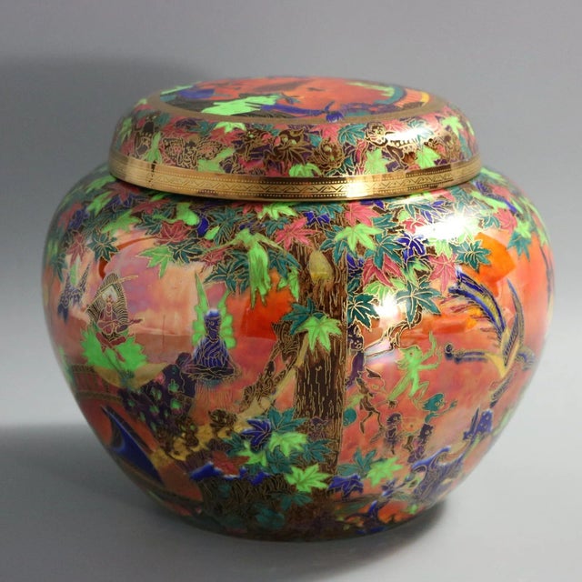 Wedgwood Flame Fairyland Lustre 'Fairy Slide' Covered Vase For Sale - Image 4 of 12
