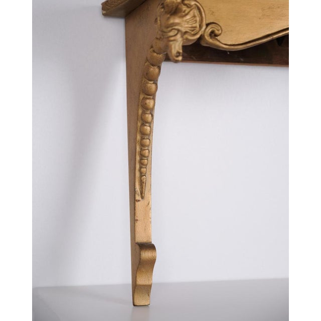 Rococo Style Wall-Mounted Console Table in Gilded Wood with Carvings, 1920s For Sale - Image 4 of 7