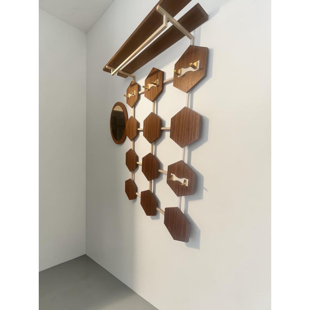 Architectural Danish Modern Entryway Ensemble attributed to Poul Cadovius for Cado, Denmark, 1965, Set of 3 For Sale - Image 6 of 16