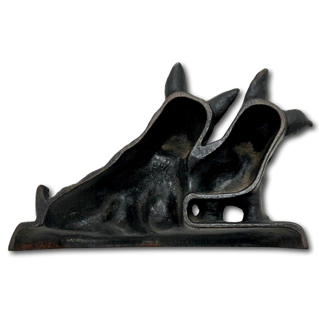 Vintage 1930s American Twin Scotties "Listen" Cast Iron Dog Doorstop Made for the Texaco Oil Co. For Sale - Image 9 of 12