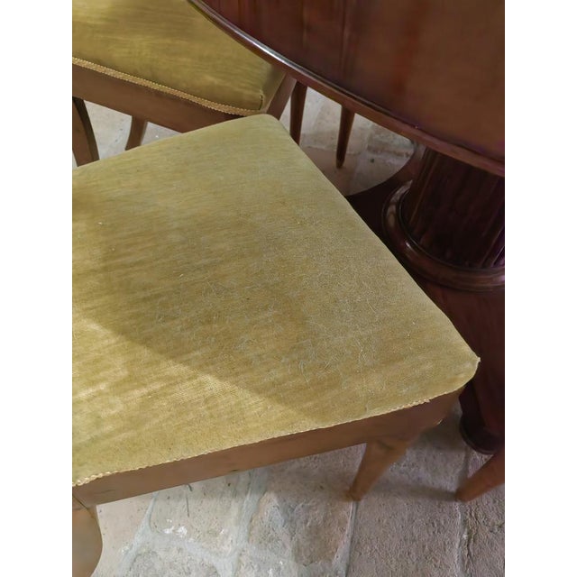 Round Walnut Table with Column Base with Six Chairs, Set of 7 For Sale - Image 13 of 18