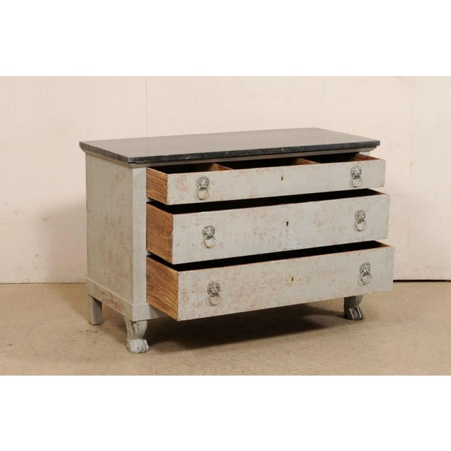 French Neoclassic Marble Top Chest, 19th Century For Sale - Image 9 of 11
