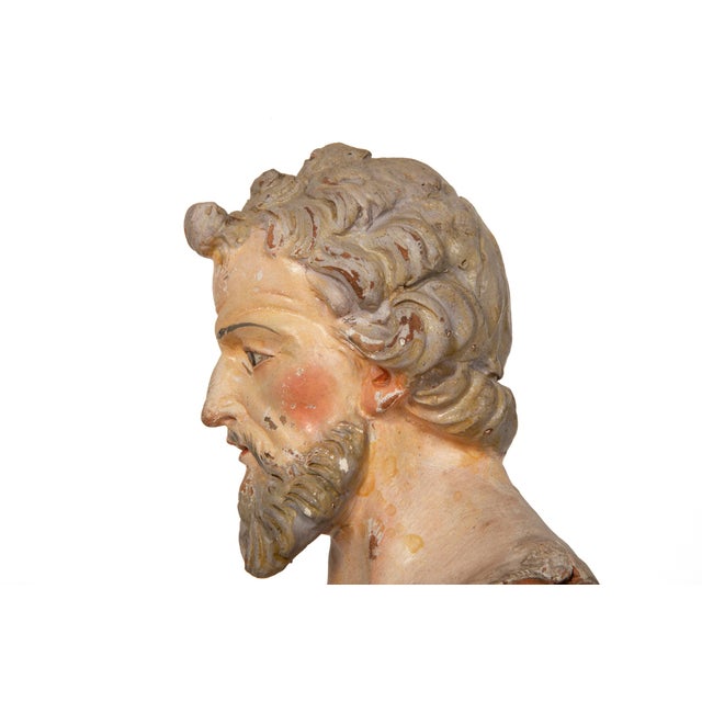19th Century Italian Polychromed Terracotta Bust of a Saint For Sale - Image 15 of 17