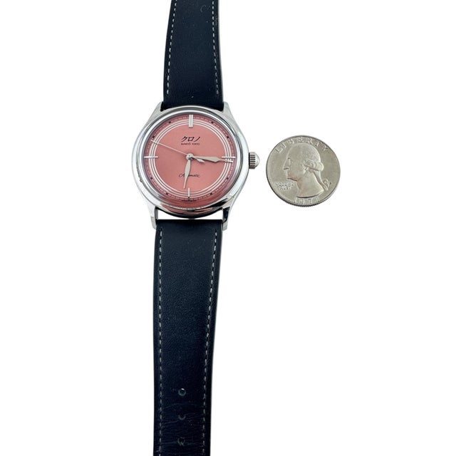 Early 21st Century Bunkyo Tokyo Stainless Steel Automatic Salmon Dial Watch For Sale - Image 10 of 10