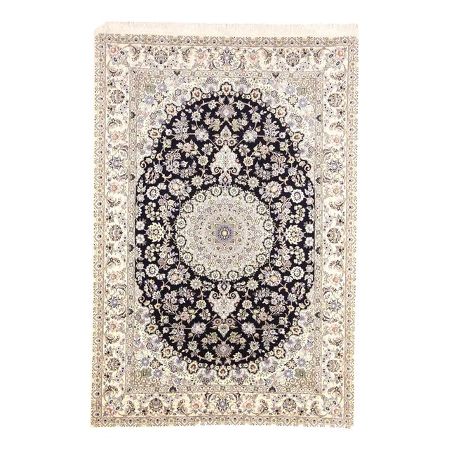 Middle Eastern Hand-Knotted Rug in Silk For Sale