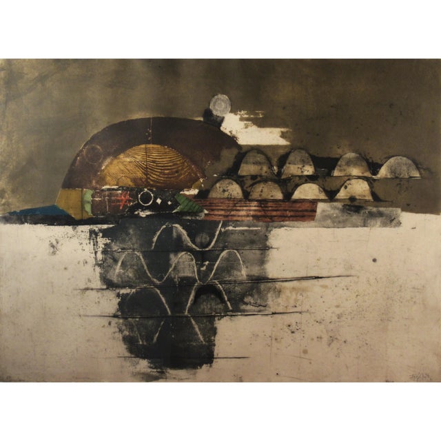 Johnny Friedlaender, "Montagne Ocre" Very large etching with aquatint, 1973 For Sale - Image 4 of 12
