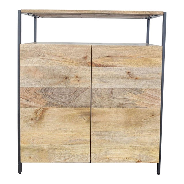 West Elm Industrial Storage Entry Cabinet For Sale