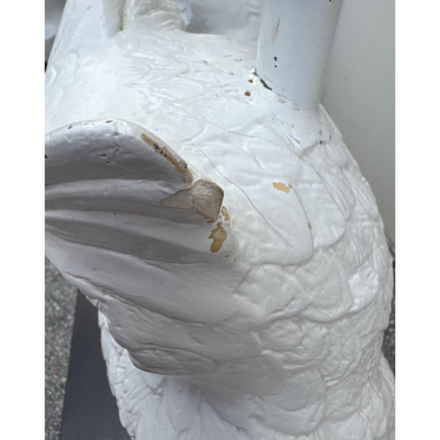 Vintage Hollywood Regency White Ceramic Owl Table Lamps - Pair For Sale - Image 9 of 12