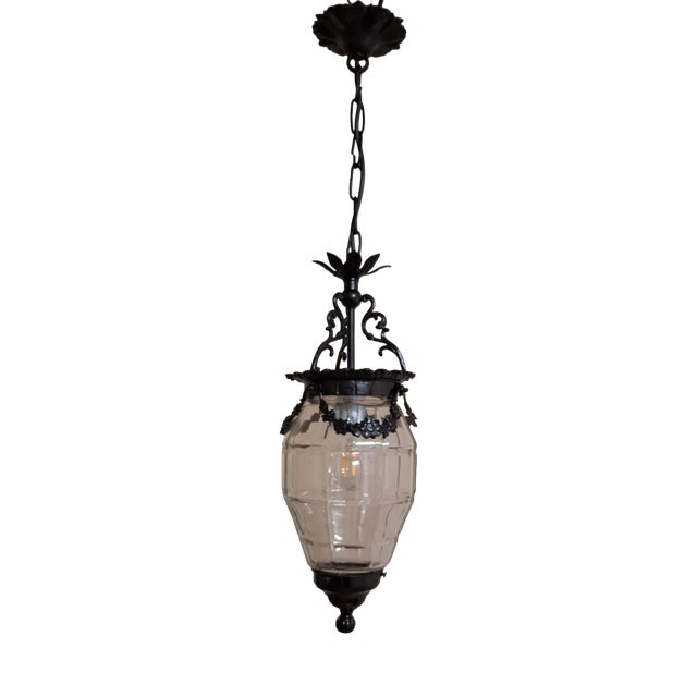 Pendant Lamp with Cut Crystal Glass Shade, 1890s For Sale