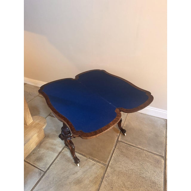 Brown Antique Victorian Burr Walnut Card Table, 1860 For Sale - Image 8 of 11