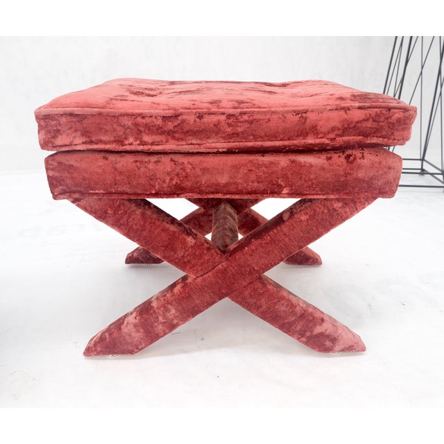 Pair of Red Brick X Base Billy Baldwin Mid Century Modern Window Benches MINT!